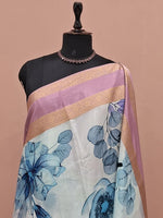 Aqua Blue Pure Mysore Crepe Silk Saree 1