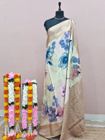Off-White Pure Mysore Crepe Silk Saree