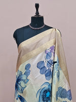 Off-White Pure Mysore Crepe Silk Saree 1