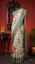 Sea Green Pure Mysore Crepe Silk Saree