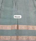 Sea Green Pure Mysore Crepe Silk Saree Blouse