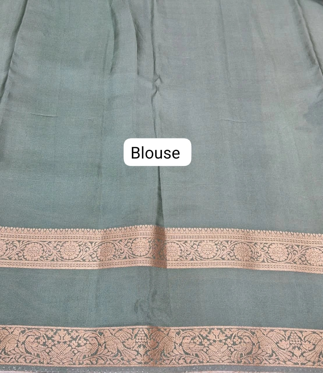 Sea Green Pure Mysore Crepe Silk Saree Blouse