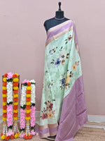 Mint Green Pure Mysore Crepe Silk Saree