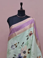 Mint Green Pure Mysore Crepe Silk Saree 1