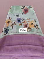 Mint Green Pure Mysore Crepe Silk Saree Pallu