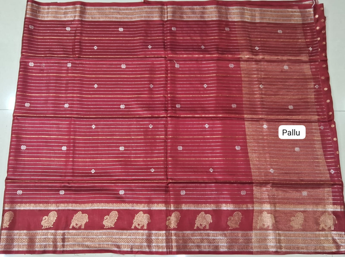 Rust Red Russian Silk pallu
