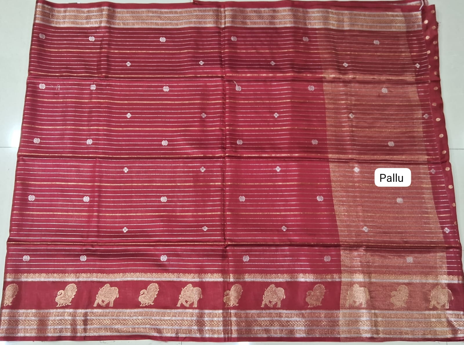 Rust Red Russian Silk pallu