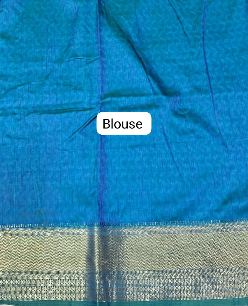 Green Semi Silk Saree blouse