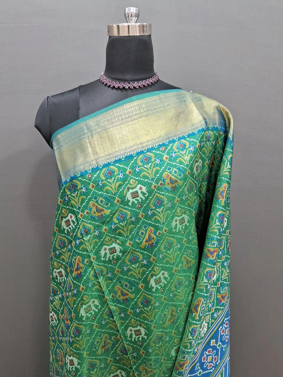 Traditional Green Semi Silk Saree 
