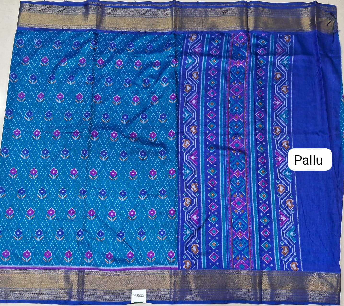 Royal Blue Semi Silk Saree pallu