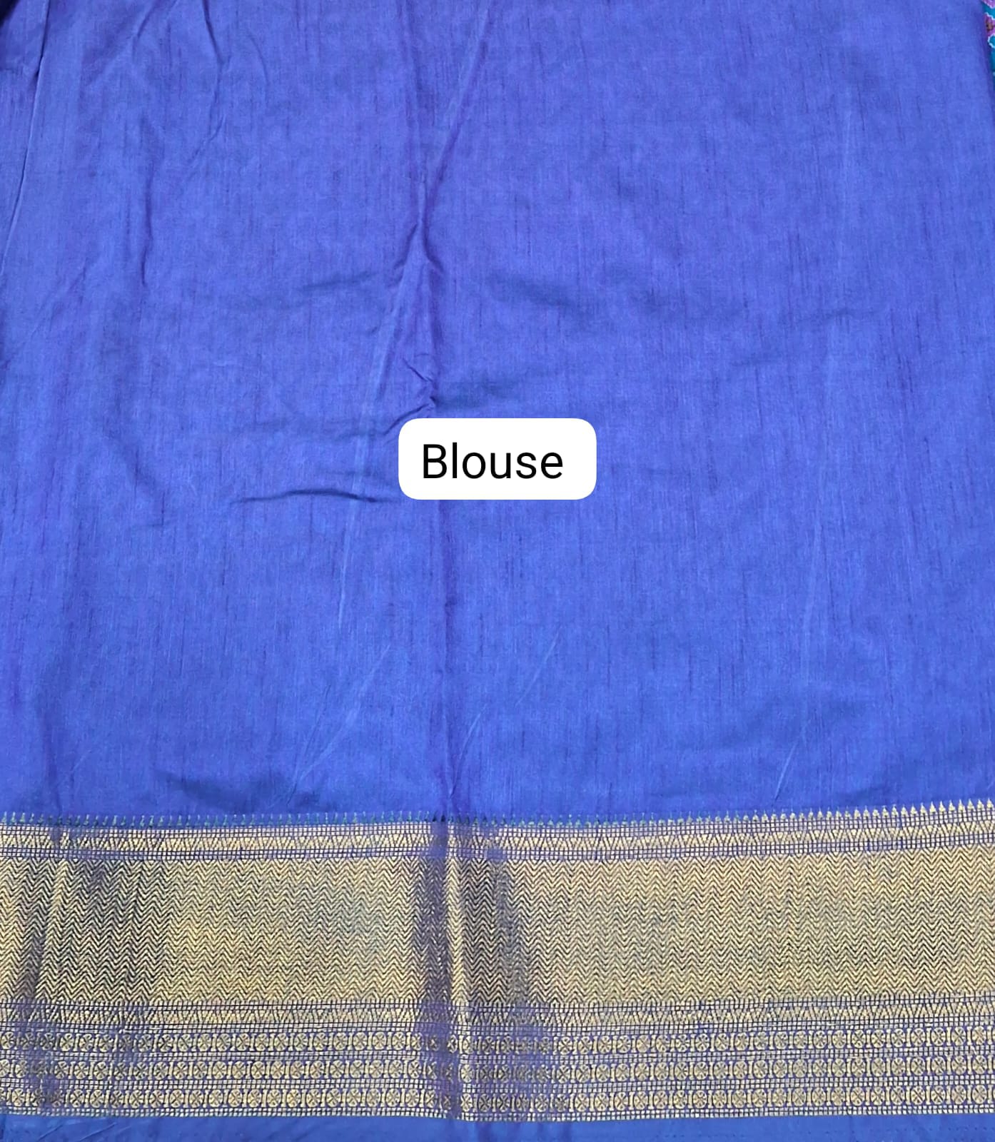 Royal Blue Semi Silk Saree blouse