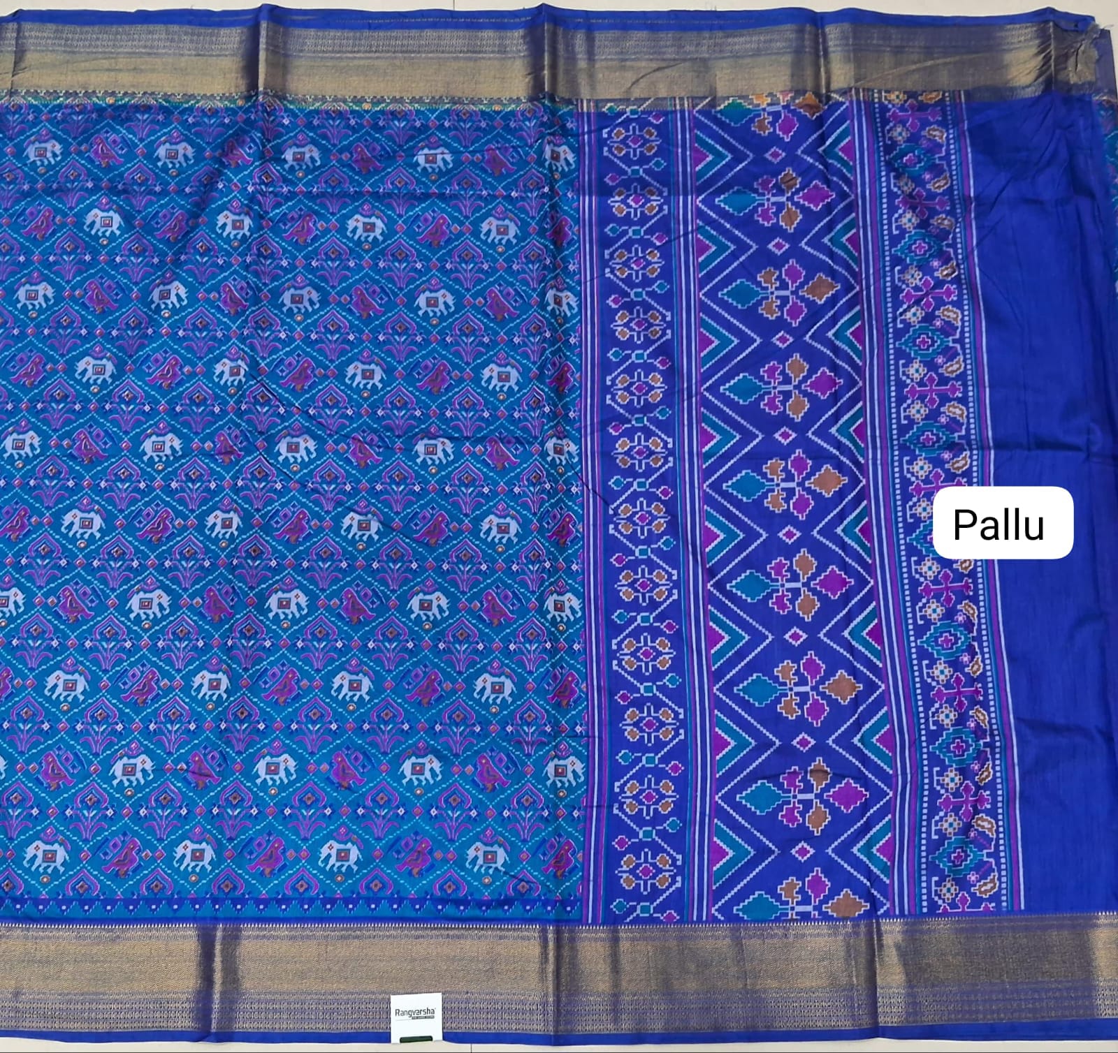 Royal Blue Semi Silk Saree pallu