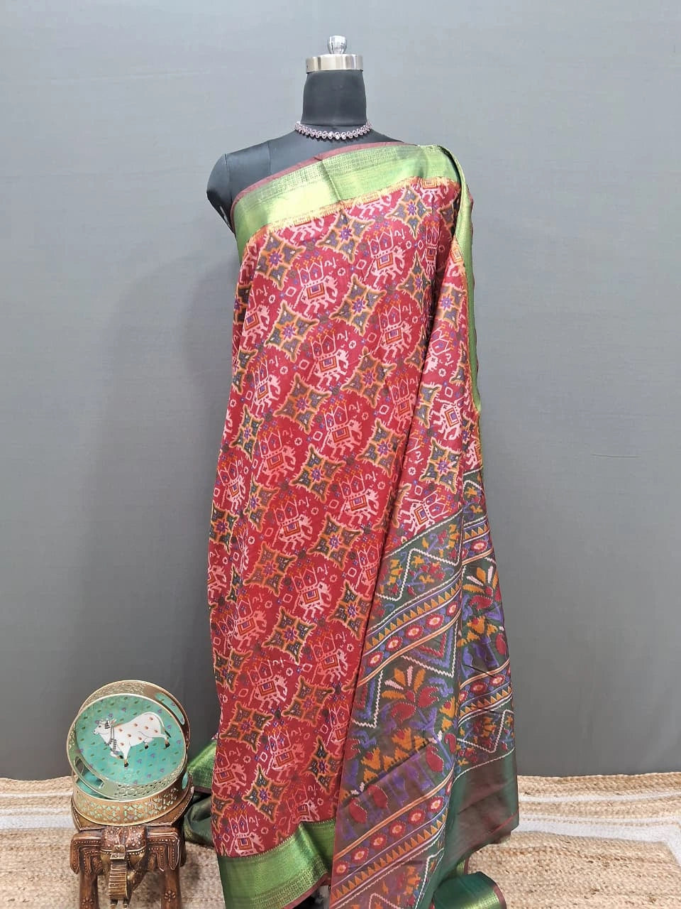 Elegant Red Semi Silk Saree