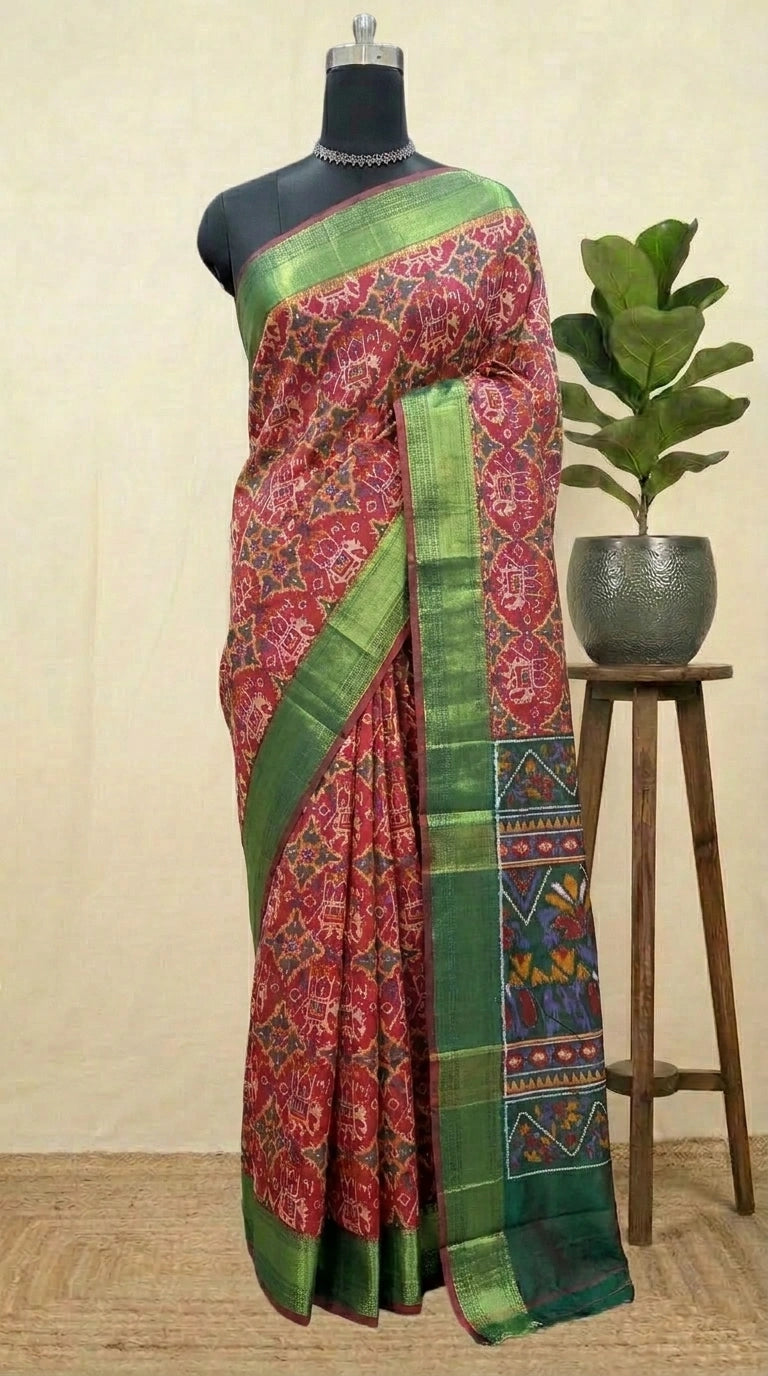 Elegant Red Semi Silk Saree