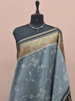 Metal Grey Raw Silk Saree 1