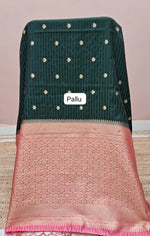 Bottle Green Raw Silk Saree pallu