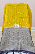 Yellow Raw Silk Saree pallu