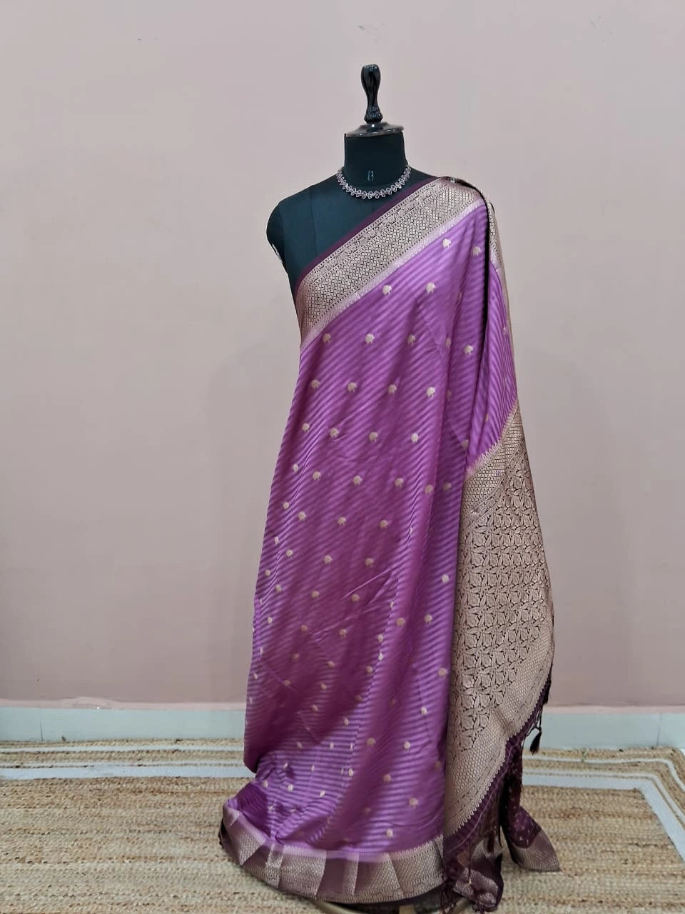 Onion Pink Raw Silk Saree 