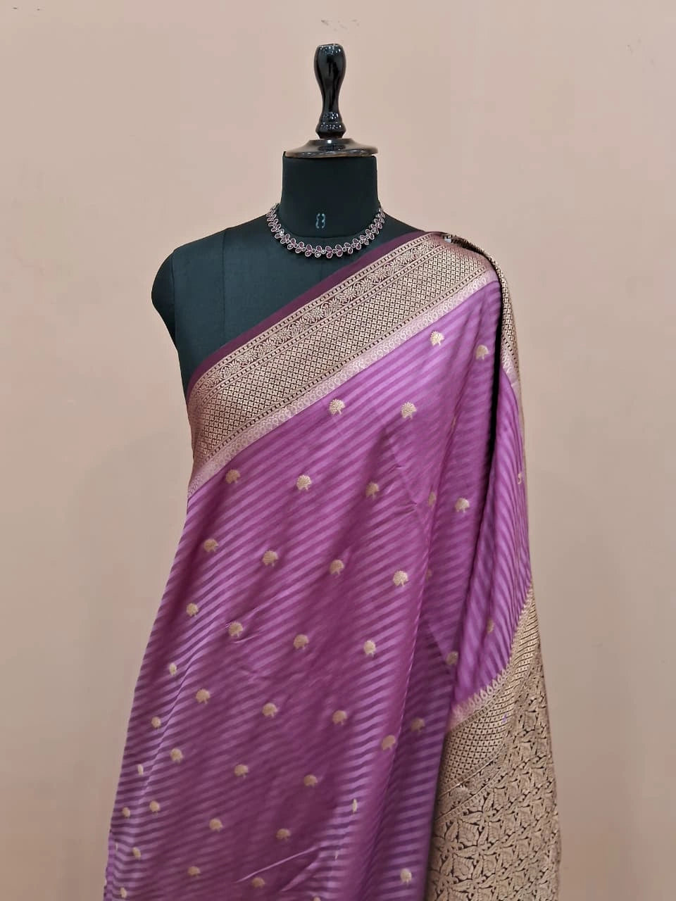 Onion Pink Raw Silk Saree 1