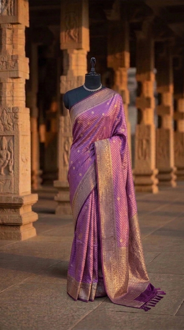 Onion Pink Raw Silk Saree 