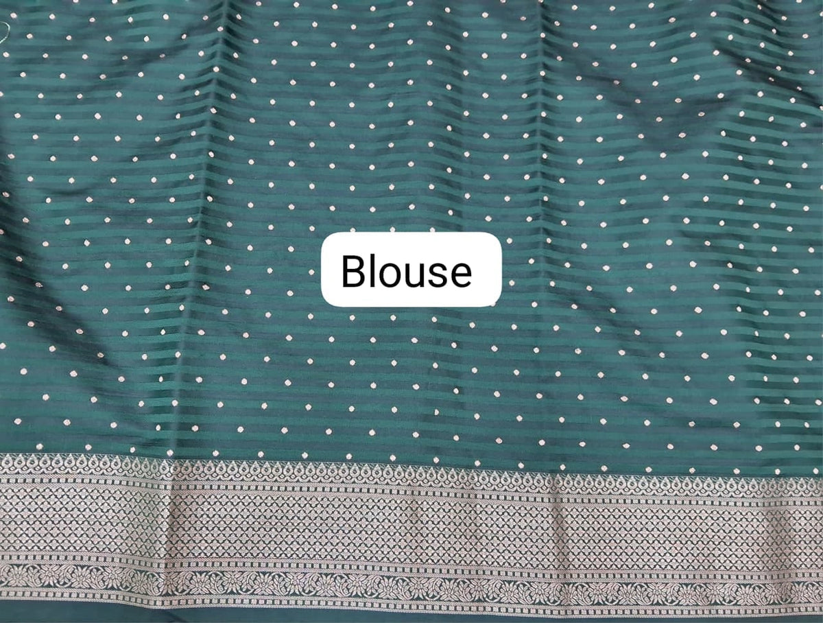 Leaf Green Raw Silk Saree blouse