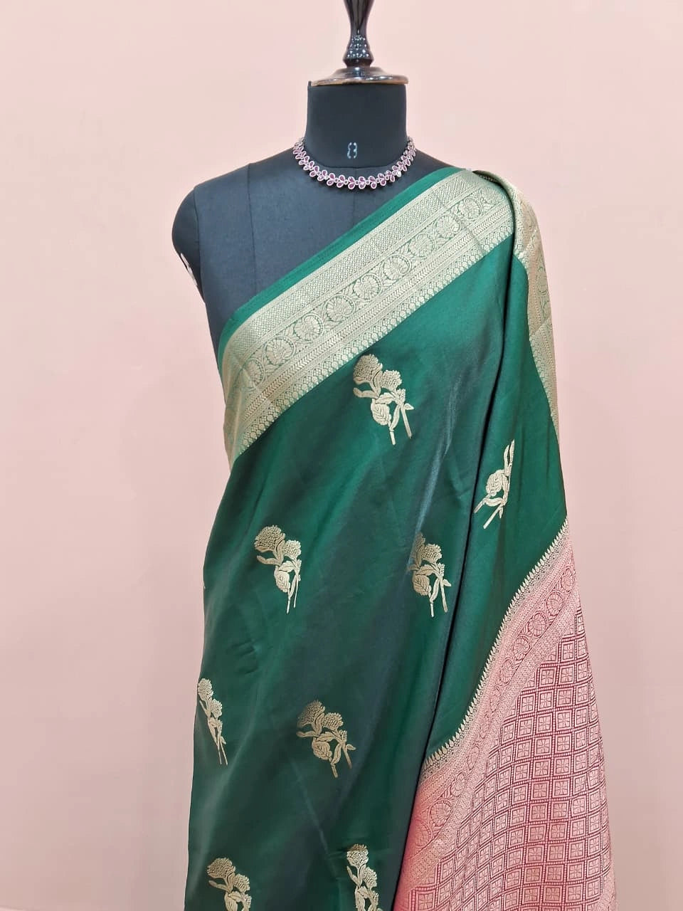 Green Raw Silk Saree 1