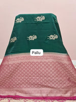Green Raw Silk Saree pallu