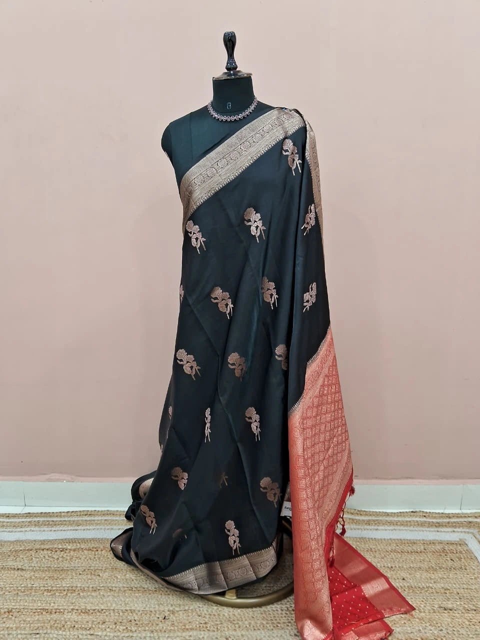 Black Raw Silk Saree 