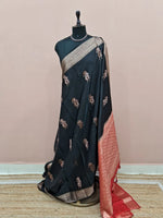 Black Raw Silk Saree 