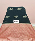 Black Raw Silk Saree pallu
