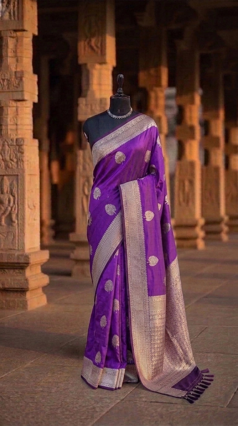 Purple Raw Silk Saree 