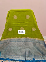 Leaf Green Raw Silk Saree pallu