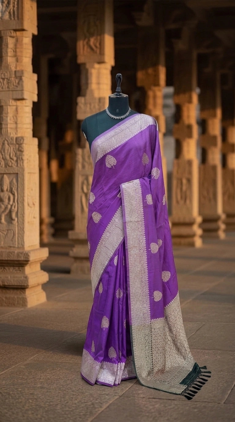 Lavender Raw Silk Saree 
