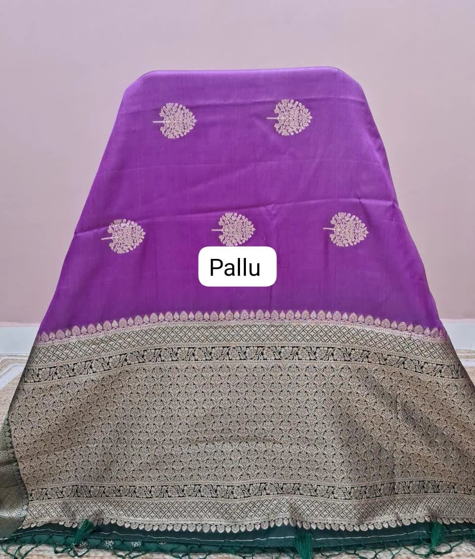 Lavender Raw Silk Saree pallu