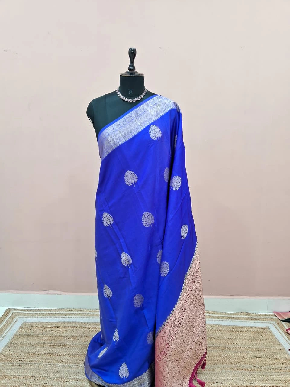 Royal Blue Raw Silk Saree 