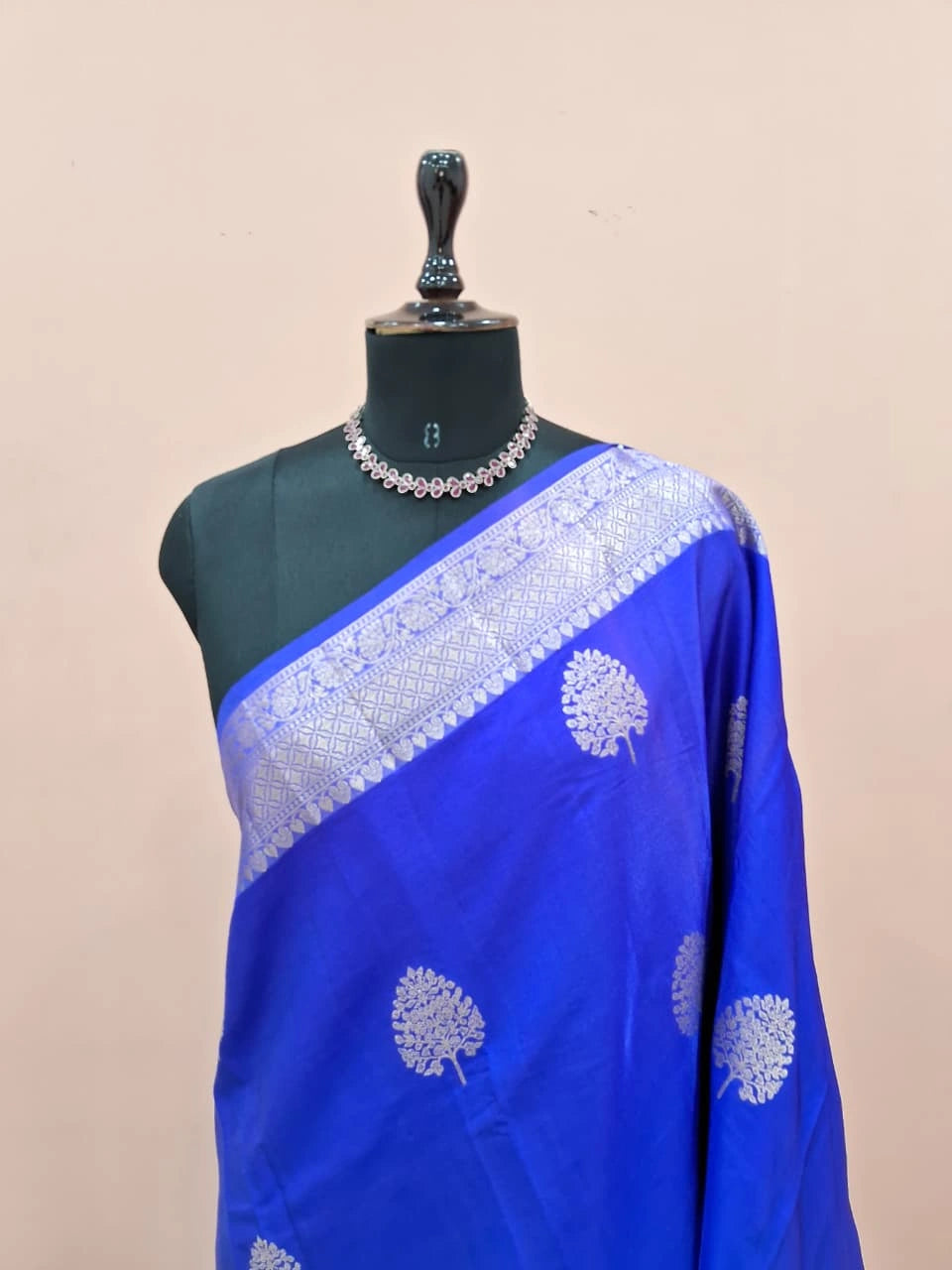 Royal Blue Raw Silk Saree 1