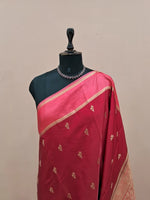 Reddish Pink Raw Silk Saree 1
