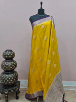 Mango Yellow Raw Silk Saree 