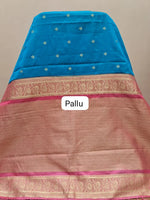 Aqua Blue Raw Silk Saree Pallu