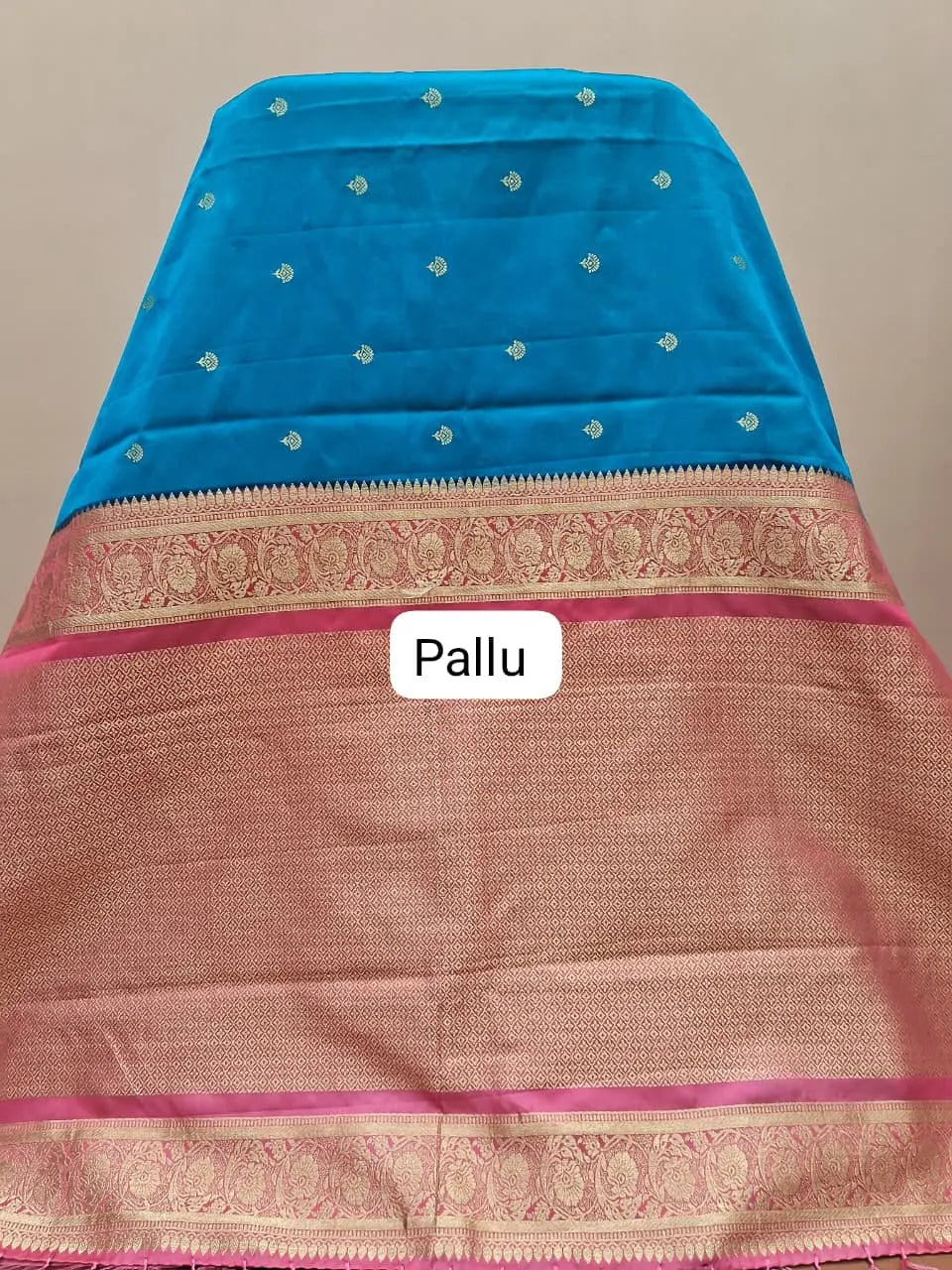 Aqua Blue Raw Silk Saree Pallu