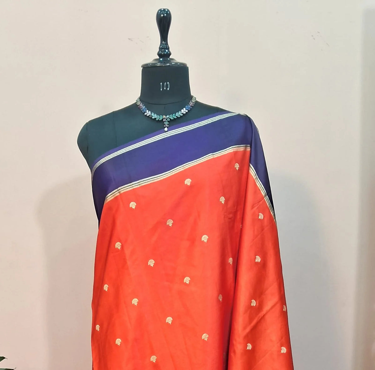 Dark Orange Raw Silk Saree 1