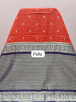 Dark Orange Raw Silk Saree Pallu