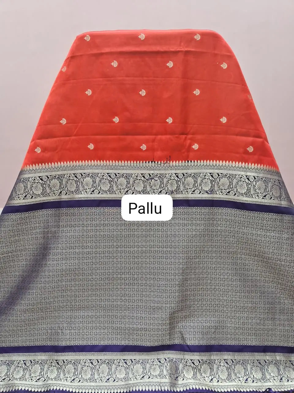 Dark Orange Raw Silk Saree Pallu