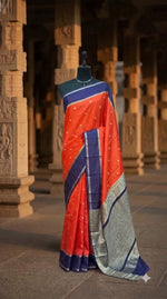 Dark Orange Raw Silk Saree