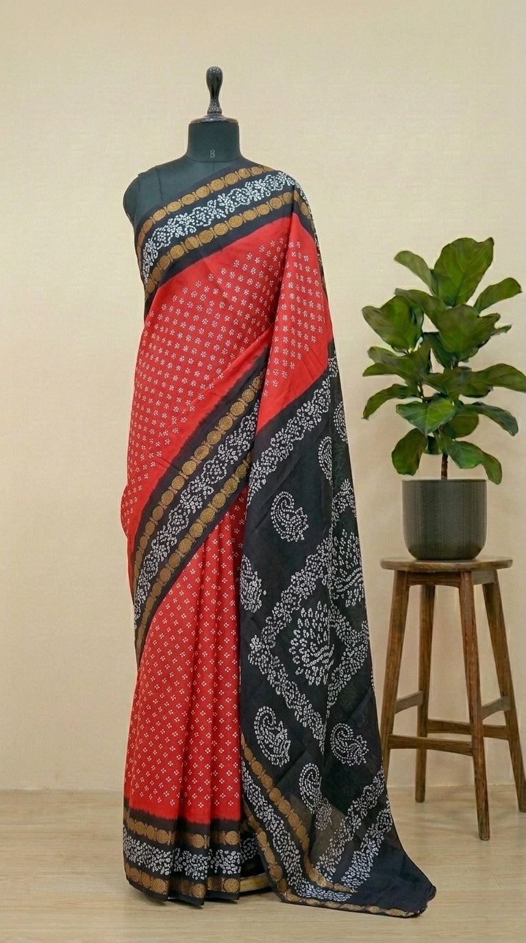Reddish Pink Sungudi cotton saree 