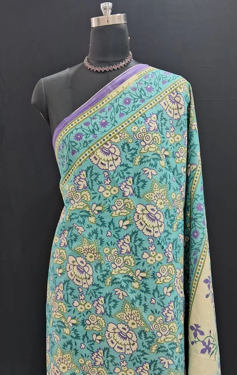 Teal Bliss Mulmul Cotton