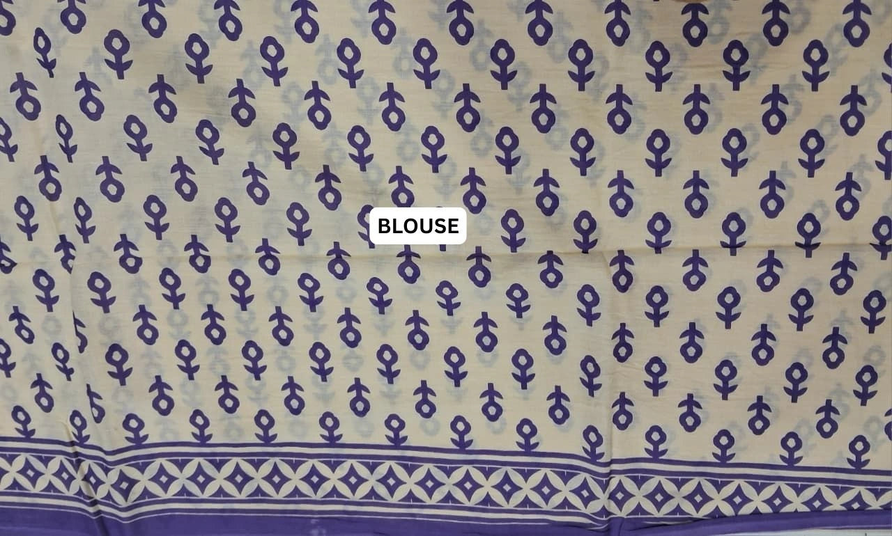 Teal Bliss Mulmul Cotton Saree blouse