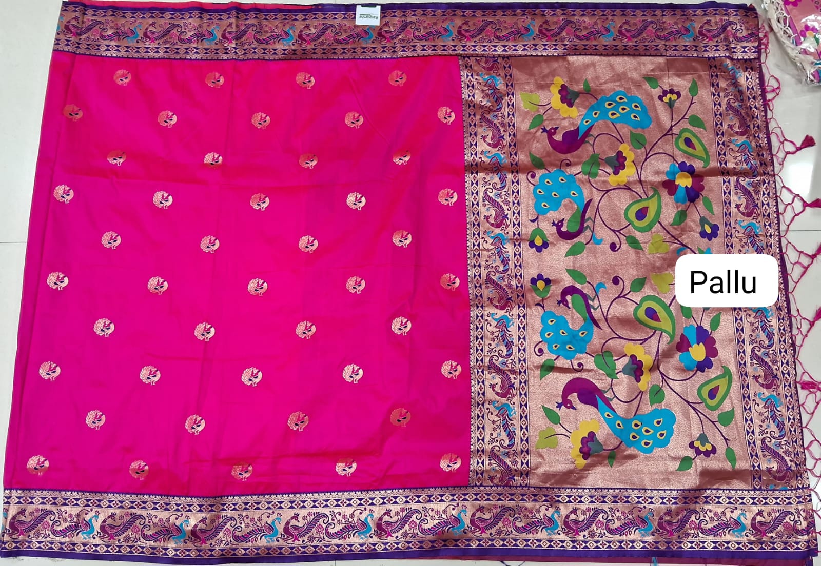 Rani Pink Banaras Saree pallu
