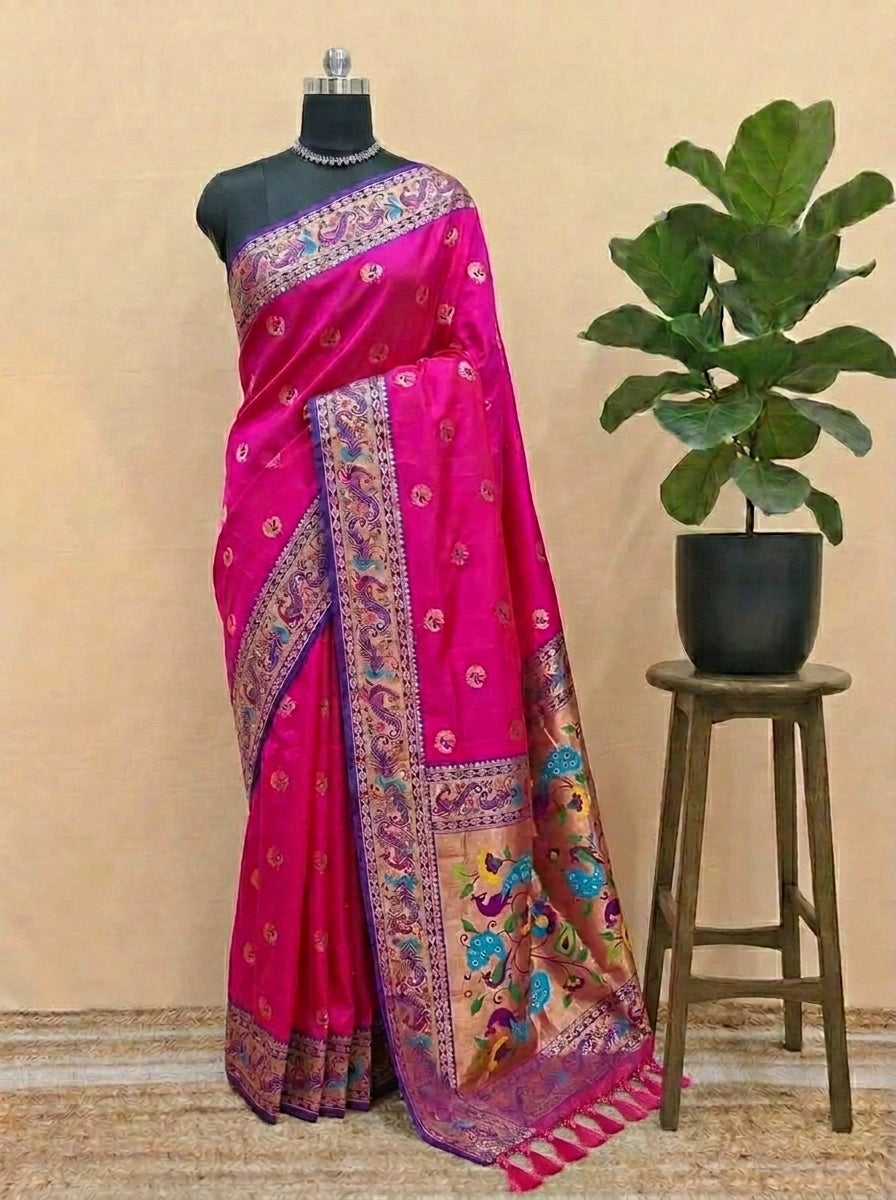 Rani Pink Banaras Saree