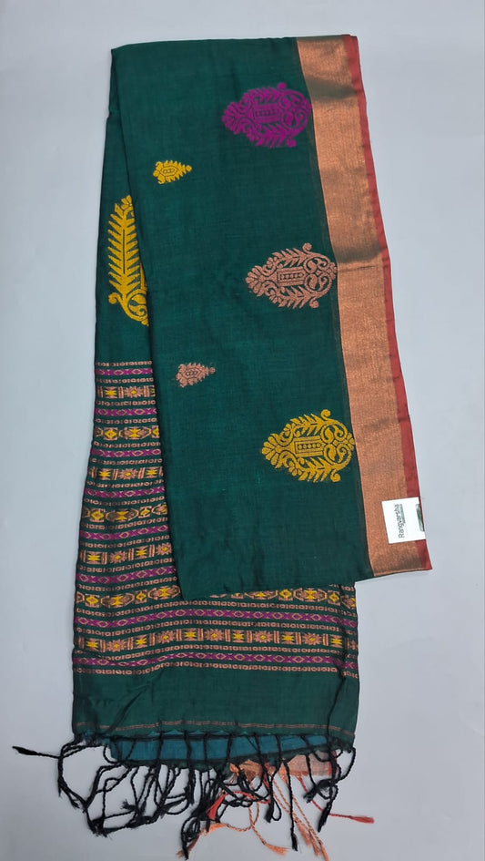 Bottle Green Khadhi Silk Saree